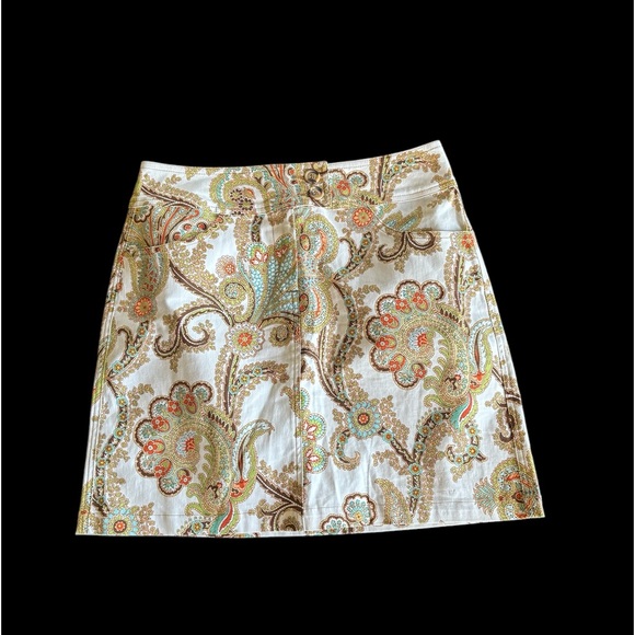 CAbi casual paisley comfort summer cruise wear vacation cotton blend skirt size8 - Picture 1 of 13